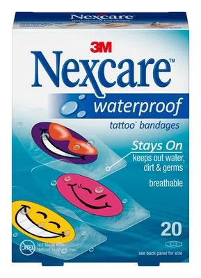 3M Nexcare™ Tattoo™ Waterproof Bandages - Cool Collection (20pcs)